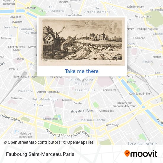 how to get to faubourg saint marceau in paris by metro bus or train