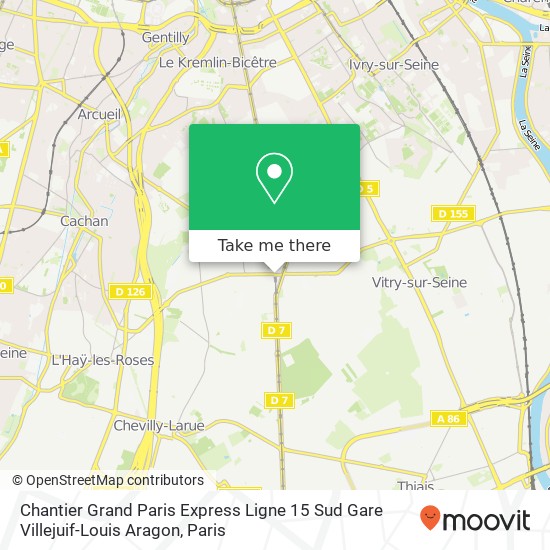 Chantier Grand Paris Express Ligne 15 Sud Gare Villejuif-Louis Aragon map