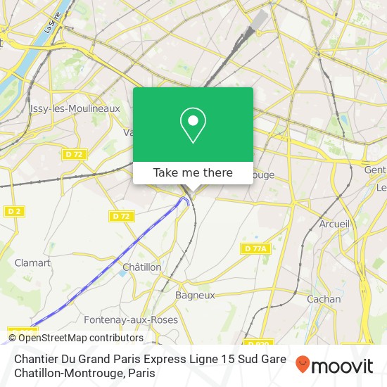 Mapa Chantier Du Grand Paris Express Ligne 15 Sud Gare Chatillon-Montrouge