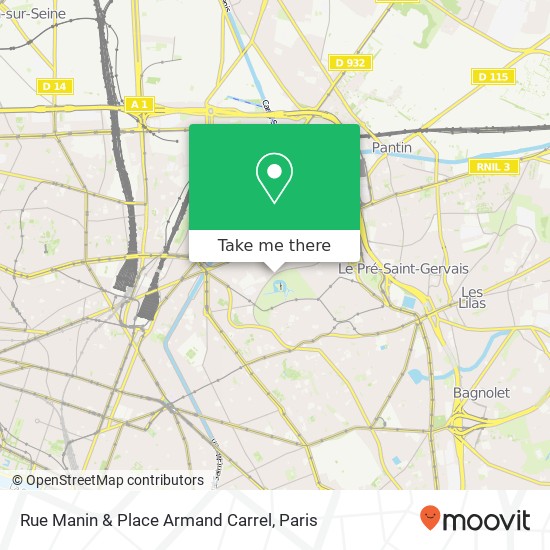 Rue Manin & Place Armand Carrel map