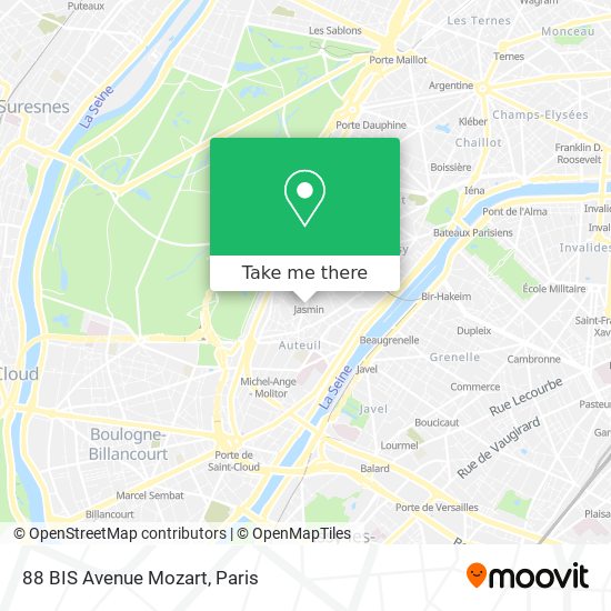 Mapa 88 BIS Avenue Mozart