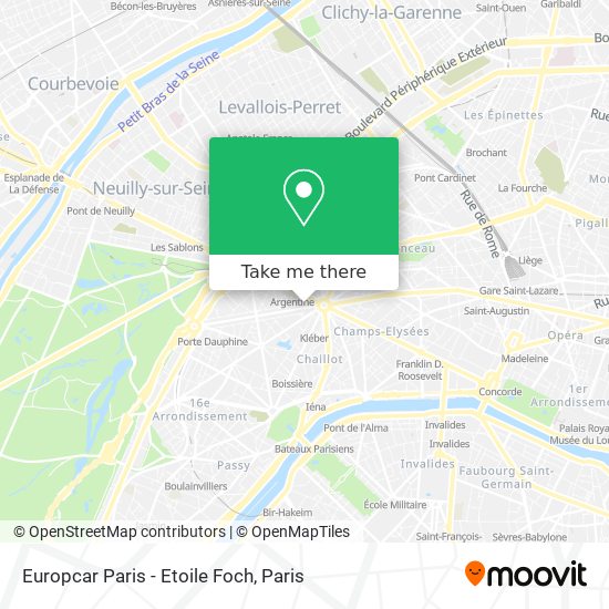 Mapa Europcar Paris - Etoile Foch