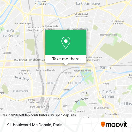 Mapa 191 boulevard Mc Donald