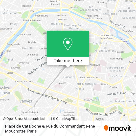 Mapa Place de Catalogne & Rue du Commandant René Mouchotte