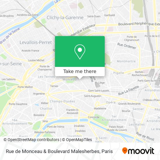 Rue de Monceau & Boulevard Malesherbes map