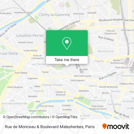Rue de Monceau & Boulevard Malesherbes map