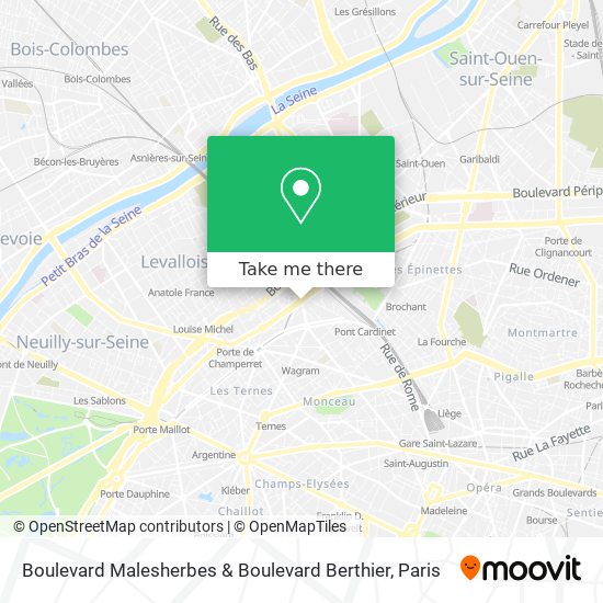 Mapa Boulevard Malesherbes & Boulevard Berthier