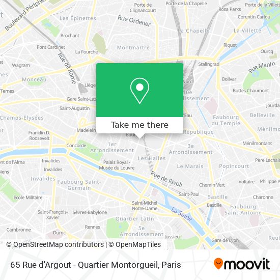 Mapa 65 Rue d'Argout - Quartier Montorgueil
