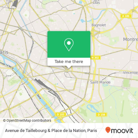 Mapa Avenue de Taillebourg & Place de la Nation