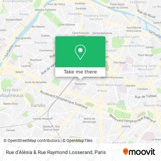 Mapa Rue d'Alésia & Rue Raymond Losserand
