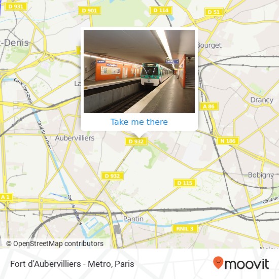 Mapa Fort d'Aubervilliers - Metro