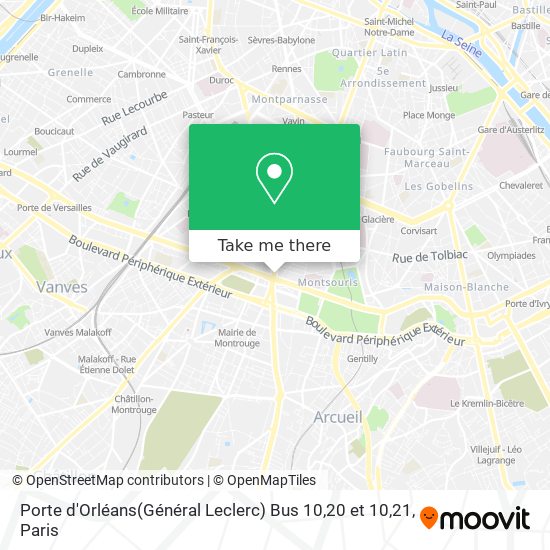 Porte d'Orléans(Général Leclerc) Bus 10,20 et 10,21 map