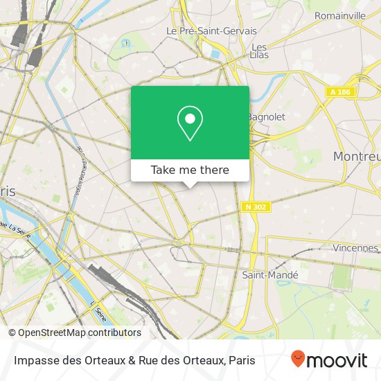 Mapa Impasse des Orteaux & Rue des Orteaux
