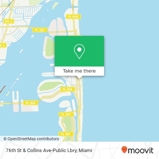 Mapa de 76th St & Collins Ave-Public Lbry