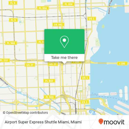 Airport Super Express Shuttle Miami map