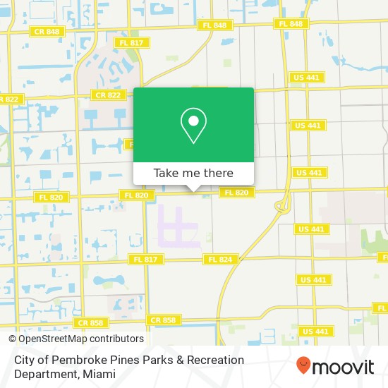 City of Pembroke Pines Parks & Recreation Department map