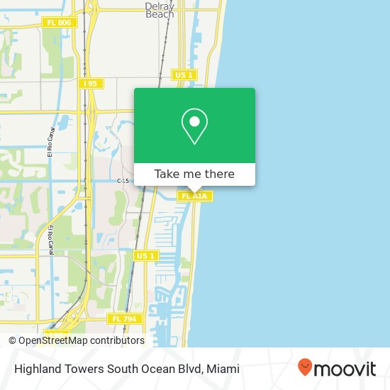 Highland Towers South Ocean Blvd map