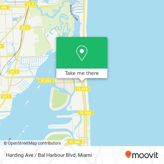 Mapa de Harding Ave / Bal Harbour Blvd