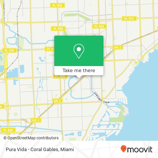 Pura Vida - Coral Gables map