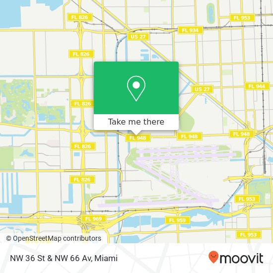 NW 36 St & NW 66 Av map