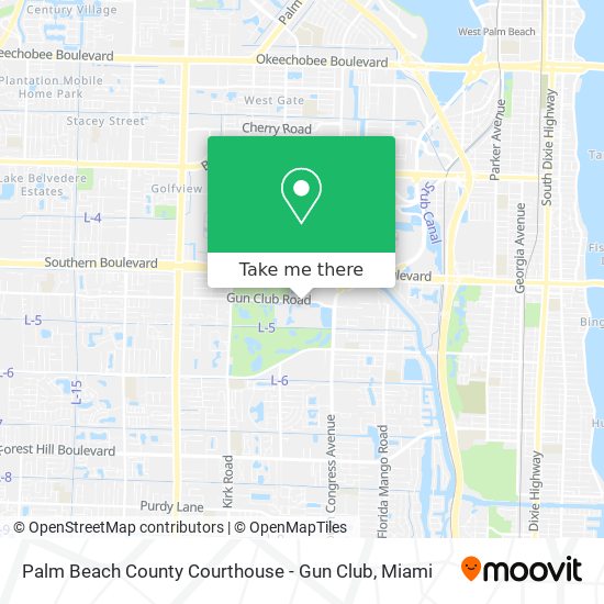 Palm Beach County Courthouse - Gun Club map