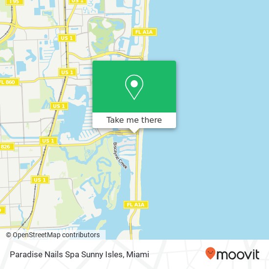 Paradise Nails Spa Sunny Isles map