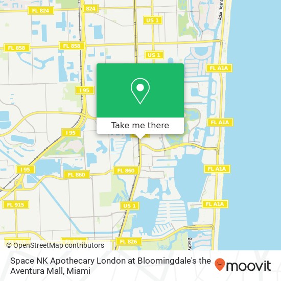 Space NK Apothecary London at Bloomingdale's the Aventura Mall map