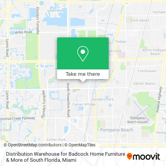Mapa de Distribution Warehouse for Badcock Home Furniture & More of South Florida