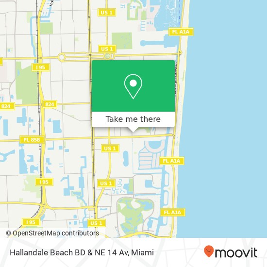 Mapa de Hallandale Beach BD & NE 14 Av