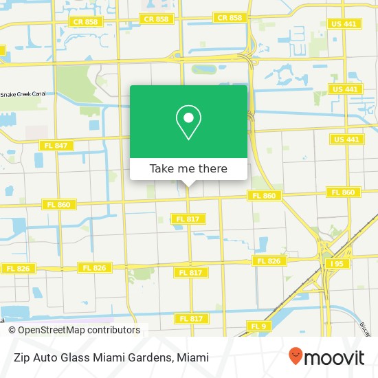 Zip Auto Glass Miami Gardens map