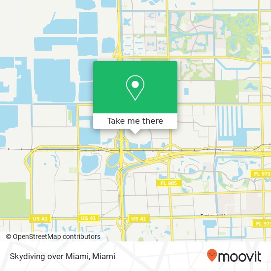 Skydiving over Miami map
