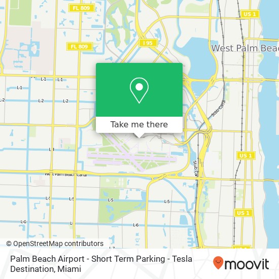 Mapa de Palm Beach Airport - Short Term Parking - Tesla Destination