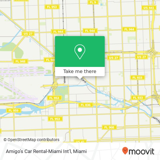 Amigo's Car Rental-Miami Int'l map