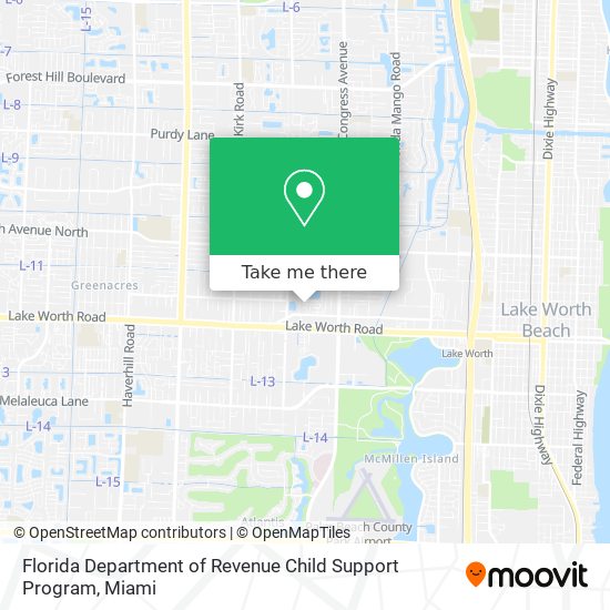 Florida Department of Revenue Child Support Program map