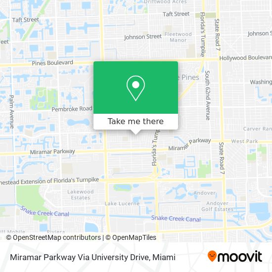 Mapa de Miramar Parkway Via University Drive