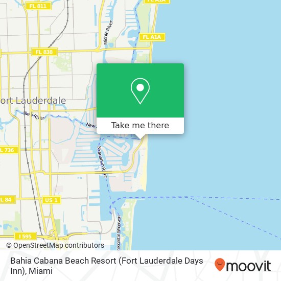 Mapa de Bahia Cabana Beach Resort (Fort Lauderdale Days Inn)