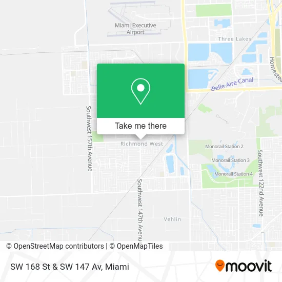 SW 168 St & SW 147 Av map