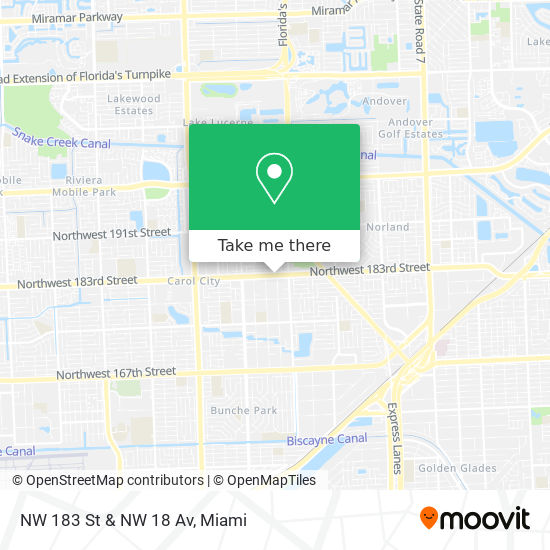 NW 183 St & NW 18 Av map