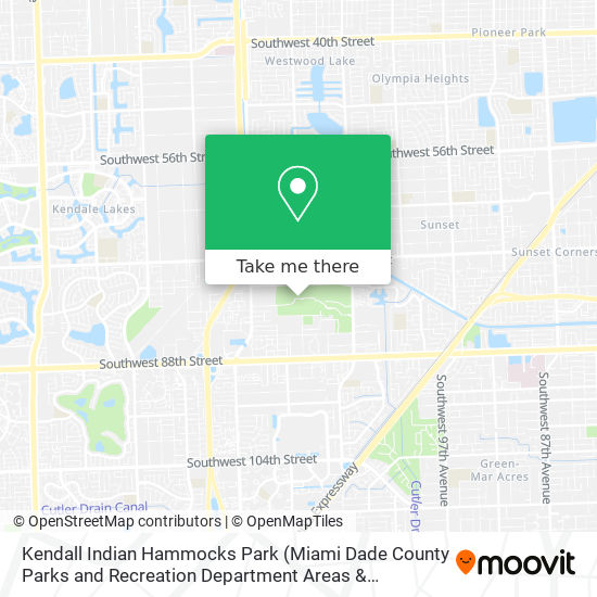 Mapa de Kendall Indian Hammocks Park (Miami Dade County Parks and Recreation Department Areas & Programs)