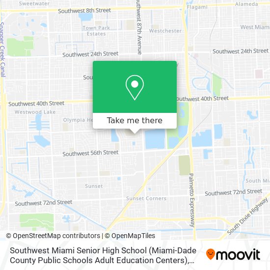 Mapa de Southwest Miami Senior High School (Miami-Dade County Public Schools Adult Education Centers)