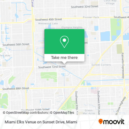 Miami Elks Venue on Sunset Drive map