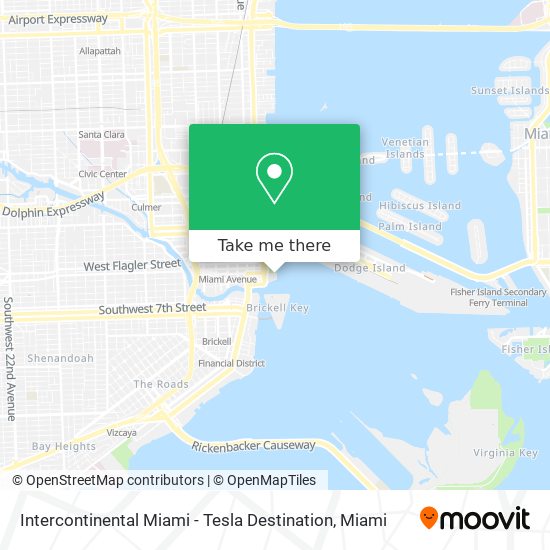 Mapa de Intercontinental Miami - Tesla Destination