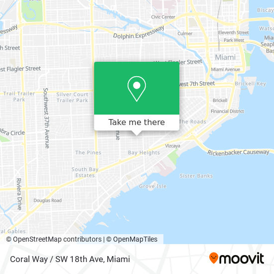 Coral Way / SW 18th Ave map