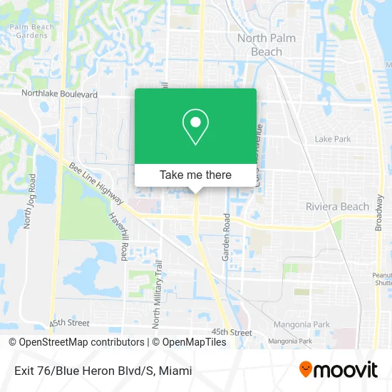 Exit 76/Blue Heron Blvd/S map
