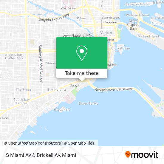 S Miami Av & Brickell Av map