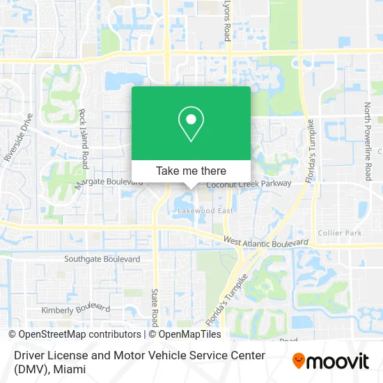 Driver License and Motor Vehicle Service Center (DMV) map