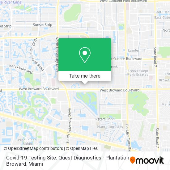 Covid-19 Testing Site: Quest Diagnostics - Plantation Broward map