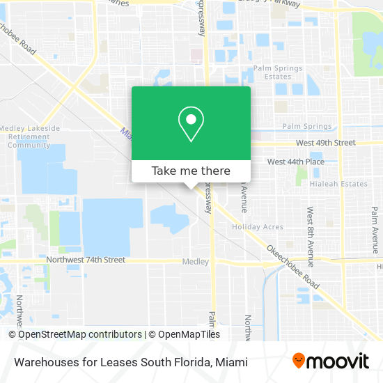 Warehouses for Leases South Florida map