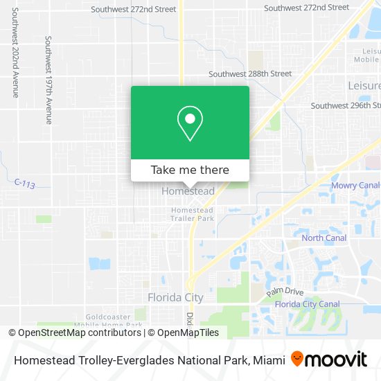 Mapa de Homestead Trolley-Everglades National Park