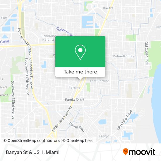 Banyan St & US 1 map